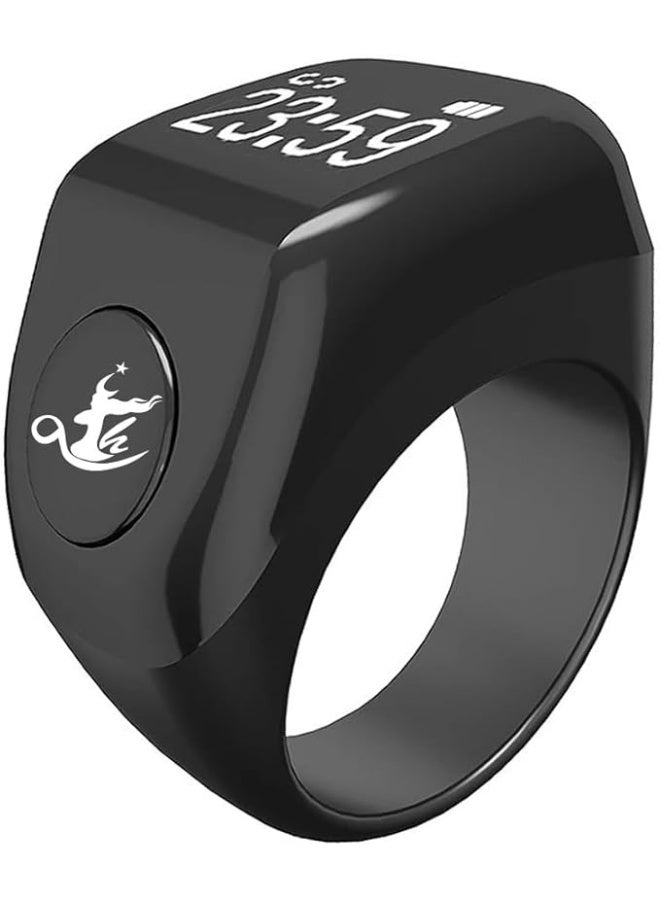 TBSoon Aladdin Multifunctional Prayer Smart Ring, Tasbih Counter, Sport & Health Care, Azan Alarm, Prayer Direction Guide,Forgiveness,Tasbeeh Beads Ring,Electronic rosary,Ramadan Gift,Eid al-Fitr (Black-A01) - Image 1